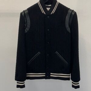 LIKE NEW Saint Laurent Black and Cream Teddy Jacket with shimmery threads